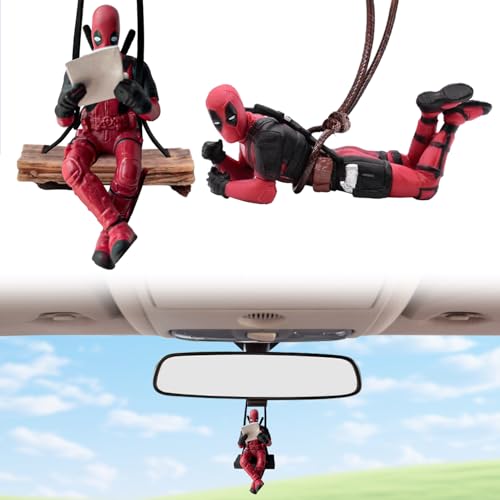 Auto Deko Innenspiegel Anhänger, 2 Stück Deadpool Auto Deko, Deadpool Anime Rückspiegel Dekoration, Deadpool Ornament, Deadpool Anime Car Auto Interior Decoration Accessories von WELLXUNK