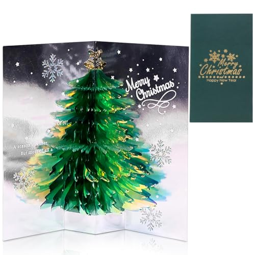 Pop-Up Karte Weihnachten Weihnachtsmarkt, 3D Weihnachtsbaum Weihnachtskarte mit Umschlag, 3D Pop Up Weihnachten Karten, Popup Klappkarte mit Weihnachtsbaum für Kinder, Frauen und Männer von WELLXUNK