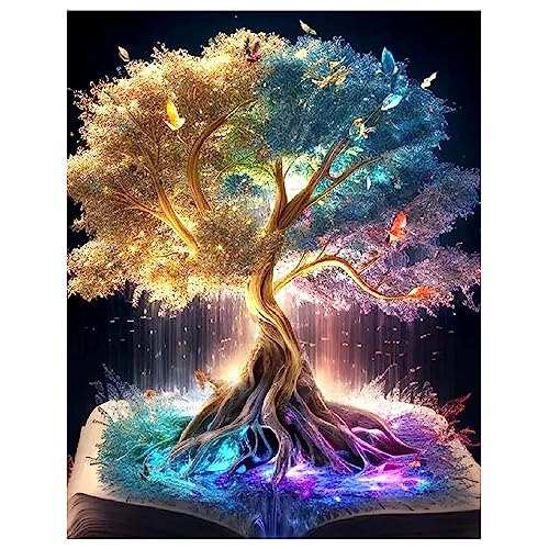 WELLXUNK Diamond Painting Magischer Baum, DIY 5D Diamant Painting Bilder Tree, 5D Diamond Painting Erwachsene, 5D DIY Diamond Art Painting Kits, Diamant Bilder Kinder DIY für Home Wand Décor(30x40cm) von WELLXUNK