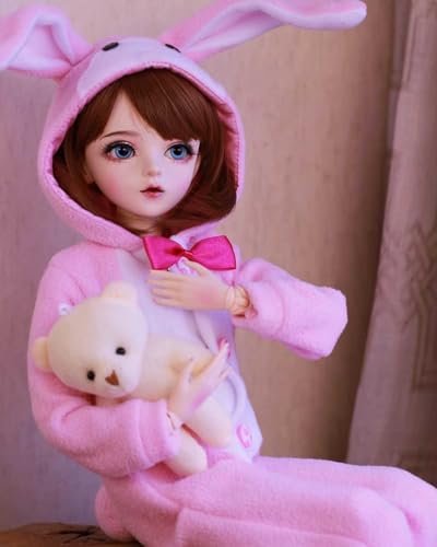 WENCY 1/3 BJD Puppe 60Cm 23.6 Zoll SD Puppe Exquisit Puppe Gemeinsame Puppe Voller Satz Fashionista Puppe mit Kleidung Schuhe Perücke Augen Make-Up Geschenk Weihnachte von WENCY