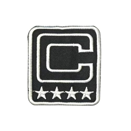 Black Captain C Patch (4 White Stars) Sewing On for Jersey Football, Baseball Soccer, Hockey Jersey von WENDYWU