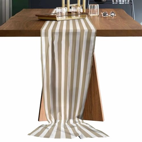 WENFEN Table Runners for Dining Table Chiffon Table Runner Stripes Pink Simple Chiffon Table Runners for Kitchen Living Room Wedding Coffee Table Decor Printed Gauze Table Runner(Color12,69x304cm) von WENFEN