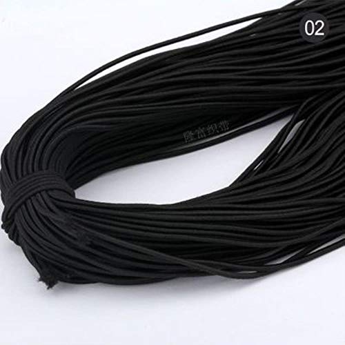 Wenge 2 mm buntes, rundes elastisches Band, rund elastisches Seil, Gummiband, elastische Schnur, Handarbeits- und Nähzubehör, 5 Meter , Schwarz , 5 m von WENGE