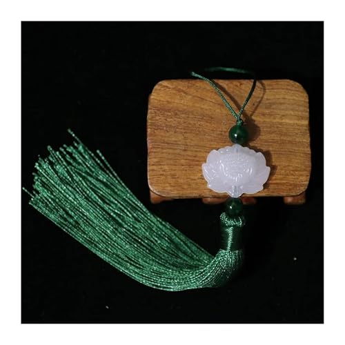 WENH 10 Stück 23 cm Imitation Weiße Jade Lotus Lange Quaste Anhänger DIY Schmuck Kleidungsstücke Dekor Zubehör Schlüsseltasche Handwerk Geschenk Fransenbesatz(Blackish Green) von WENH