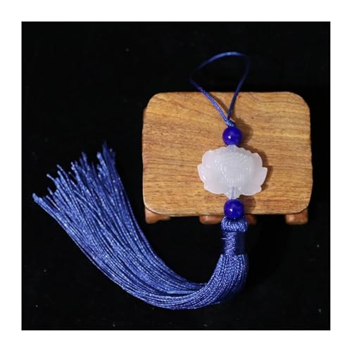 WENH 10 Stück 23 cm Imitation Weiße Jade Lotus Lange Quaste Anhänger DIY Schmuck Kleidungsstücke Dekor Zubehör Schlüsseltasche Handwerk Geschenk Fransenbesatz(Blue) von WENH