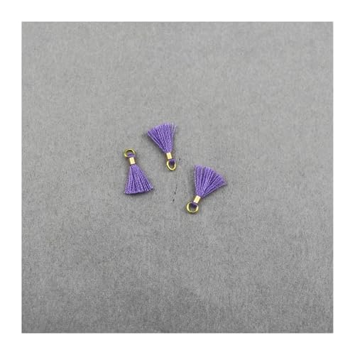 WENH 100 Stück 12 mm Hängering aus Kupferrohr, Mini-Quasten-Anhänger, DIY-Handwerk, Schmuck, Ohrringe, Materialien, Zubehör, kleine Fransenbesatz(Purple) von WENH