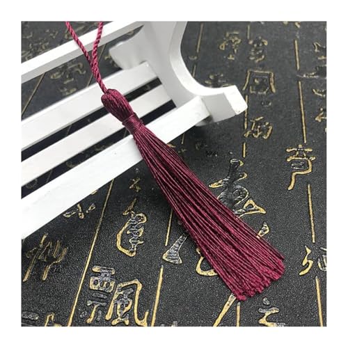 WENH 100 Stück 13 cm Glatte Lange Quasten Anhänger DIY Heimdekoration Zubehör Vorhänge Heimtextilien Kleidung Fransenbesatz Ornament Kunst(Wine red) von WENH