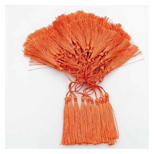 WENH 100 Stücke 13 cm Farbe Quasten Fransen Anhänger DIY Bastelbedarf Schmuck Zubehör Materialien Lesezeichen Kleidung Dekor Fransenbesatz(Orange Tassel) von WENH