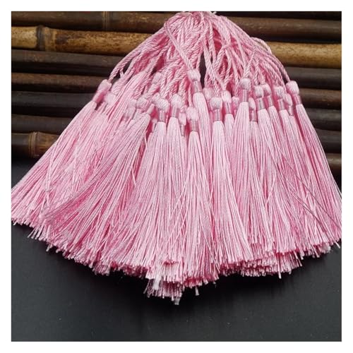 WENH 100 Teile/los 13 cm Quaste Seide Fransen Seidige Floss Lesezeichen Quasten Mini Quasten for DIY Handwerk Schmuck Machen Souvenir Lesezeichen(10 Pink) von WENH