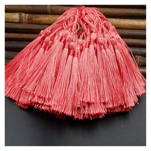 WENH 100 Teile/los 13 cm Quaste Seide Fransen Seidige Floss Lesezeichen Quasten Mini Quasten for DIY Handwerk Schmuck Machen Souvenir Lesezeichen(17 Watermelonred) von WENH