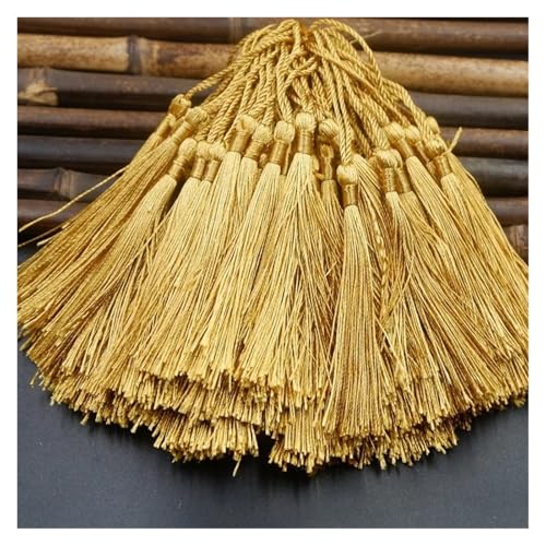 WENH 100 Teile/los 13 cm Quaste Seide Fransen Seidige Floss Lesezeichen Quasten Mini Quasten for DIY Handwerk Schmuck Machen Souvenir Lesezeichen(31 Earth-Yellow) von WENH