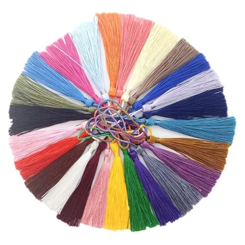 WENH 100 Teile/los 13 cm Quaste Seide Fransen Seidige Floss Lesezeichen Quasten Mini Quasten for DIY Handwerk Schmuck Machen Souvenir Lesezeichen(31 Mixed Color) von WENH