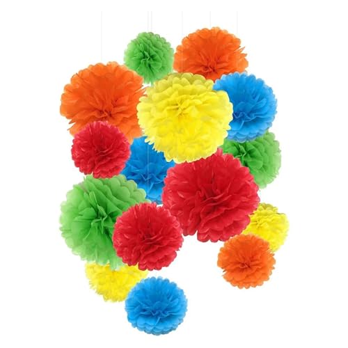 WENH 18 Stück Hochzeit Deko Papier Pompom Pom Poms Blumenball Party Home Decor Seidenpapier Babyparty Geburtstag Weihnachten DIY Dekoration(MULTI) von WENH