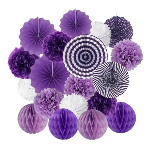 WENH 19 Teile/satz Blau Seidenpapier Pom Poms Blumenfächer Und Wabenbälle for Geburtstag Babyparty Hochzeit Festival Dekorationen(3) von WENH