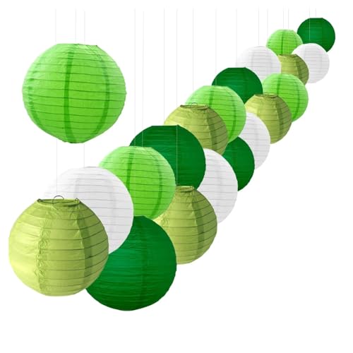 WENH 20-teiliges dekoratives Laternen-Set mit grünem Laternen-Dschungel-Motiv von WENH