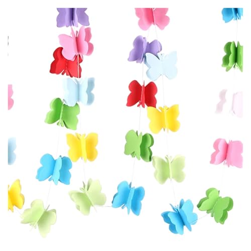 WENH 3D Schmetterling Herz Papier Girlande Hängenden Stern Seidenpapier Girlande String Dusche Geburtstag Party Hochzeit Dekoration(Butterfly) von WENH