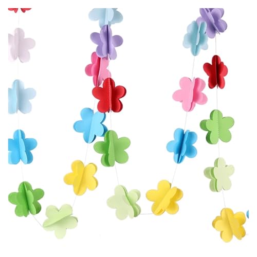 WENH 3D Schmetterling Herz Papier Girlande Hängenden Stern Seidenpapier Girlande String Dusche Geburtstag Party Hochzeit Dekoration(Flower) von WENH