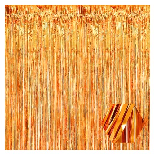 WENH 4er-Pack orangefarbener Quasten-Hintergrund-Dekorationsset, Metallfolie, Quasten-Vorhang-Hintergrund, geeignet for wichtige Szenen von WENH