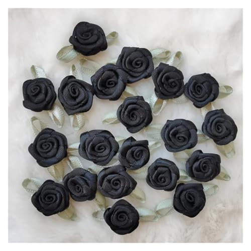 WENH 500 stücke Künstliche Seide Mini Rose Blume Köpfe Machen Satin Band Handgemachte Handwerk Scrapbooking for Hochzeit Dekoration Zubehör(Black) von WENH