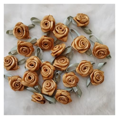 WENH 500 stücke Künstliche Seide Mini Rose Blume Köpfe Machen Satin Band Handgemachte Handwerk Scrapbooking for Hochzeit Dekoration Zubehör(Dark Gold) von WENH