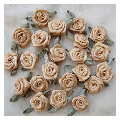 WENH 500 stücke Künstliche Seide Mini Rose Blume Köpfe Machen Satin Band Handgemachte Handwerk Scrapbooking for Hochzeit Dekoration Zubehör(Light Gold) von WENH