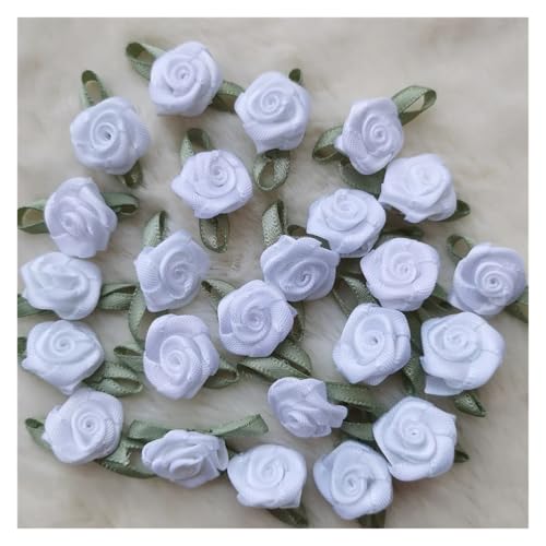 WENH 500 stücke Künstliche Seide Mini Rose Blume Köpfe Machen Satin Band Handgemachte Handwerk Scrapbooking for Hochzeit Dekoration Zubehör(White) von WENH