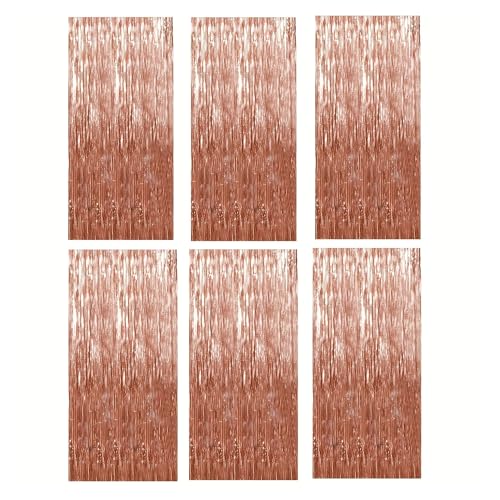 WENH 6er-Pack Rosegoldener Quasten-Hintergrund-Dekorationsset, Metallfolien-Quastenvorhang-Hintergrund, geeignet for wichtige Szenen von WENH