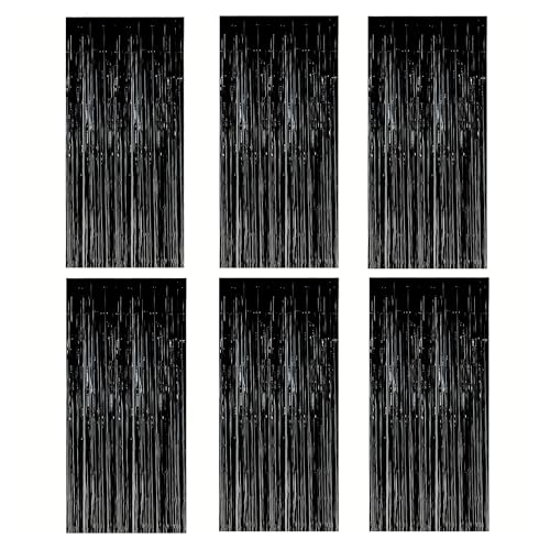 WENH 6er-Pack schwarzes Quasten-Hintergrund-Dekorationsset, metallische Folie, Quasten-Vorhang-Hintergrund, geeignet for wichtige Szenen von WENH