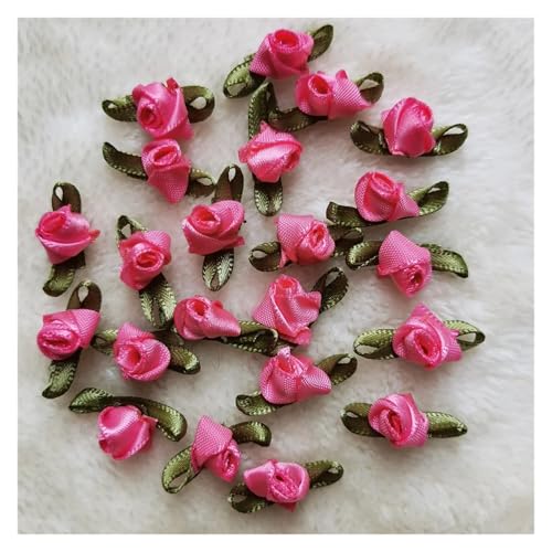 WENH Künstliche Mini-Rosenblüten aus Satinband, handgefertigt, for Selbermachen, Nähen, Basteln for Hochzeit, Party, Dekoration, Zubehör(Rose red,100pcs) von WENH