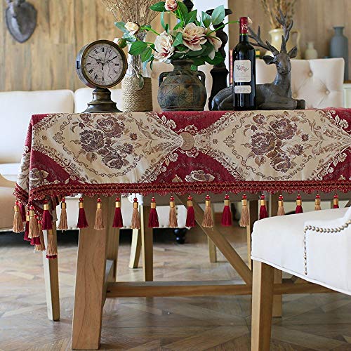 WENJUN Europäischen Stil Amerikanischen Chenille Tischdecke Luxuriöse Tischabdeckung, Abdeckung Jacquard Tischdecke Tee Tischdecke Tischdecke Abdeckung 9 Farben (Farbe : Red, größe : 90 * 90cm) von WENJUN+++zhuobu