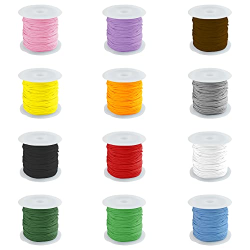 WENRERO 12 Rollen 0.8mm Faden Schnur 20M Schmuck Nylonschnur Perlenfaden Schnur in 12 Nylon Knotenschnur Handstrickschnur Sicken Fadenschnur für DIY, Handwerk, Schmuckherstellung von WENRERO