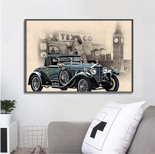 DIY 5D Diamant Painting Kits Oldtimer Diamant Malerei Set Full Drill Stickerei Kristall Strass Kreuzstich Diamond gemälde Bilder kunsthandwerk Arts für Home Wanddekoration Square Drill 45x60cm/18x24in von WENWENBD