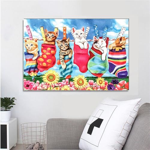 DIY 5D Diamant Painting Kits Tiere Katze Diamant Malerei Set Full Drill Stickerei Kristall Strass Kreuzstich Diamond gemälde Bilder kunsthandwerk Arts für Home Wanddekoration Square 30x40cm/12x16in von WENWENBD