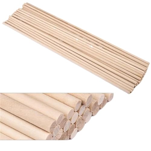 Holzstäbchen zum basteln Runder Holzstab for Basteln von Lebensmitteln, Eis am Stiel und Modellbau, Kuchendübel, DIY-Dübel, Gebäudemodell, Holzbearbeitungswerkzeug Für Handgefertigte Kreationen(5x300 von WENYOG