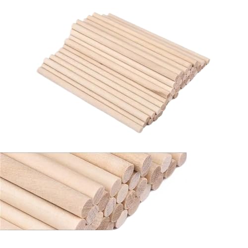 Holzstäbchen zum basteln Runder Holzstab for Basteln von Lebensmitteln, Eis am Stiel und Modellbau, Kuchendübel, DIY-Dübel, Gebäudemodell, Holzbearbeitungswerkzeug Für Handgefertigte Kreationen(5x100m von WENYOG