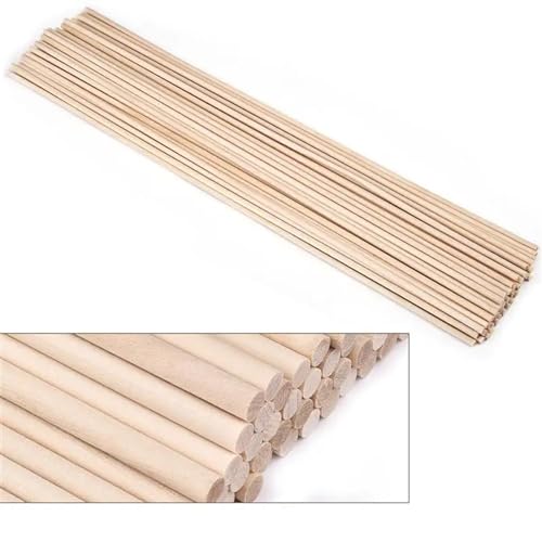 Holzstäbchen zum basteln Runder Holzstab for Basteln von Lebensmitteln, Eis am Stiel und Modellbau, Kuchendübel, DIY-Dübel, Gebäudemodell, Holzbearbeitungswerkzeug Für Handgefertigte Kreationen(3x100m von WENYOG