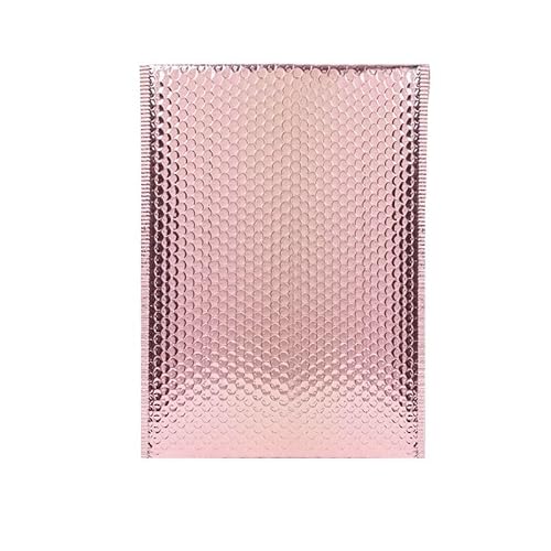 Versandtaschen 100 Stück Laser-Silber-Versandumschläge, wasserdichte Kuriertasche, gepolsterte Luftpolsterumschläge, Packtasche for den Versand(Rose gold,18 * 23cm) von WENYOG