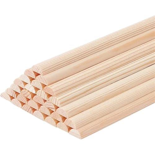 WENYOG Holzstäbchen zum basteln 120 Stück 9,8 Zoll Holzdübelstangen 7x3,5 mm halbrunde Dübelstangen unbehandelte Holzhandwerksstäbe Bogenholzdübelstangen halbrund Für Handgefertigte Kreationen von WENYOG