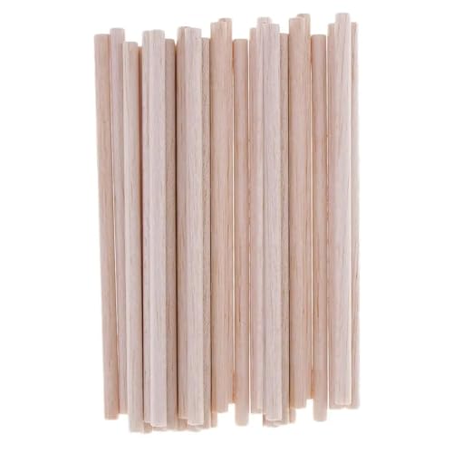 WENYOG Holzstäbchen zum basteln 120 Stück Balsaholzstäbchen, Holzdübelstangen, 15 mm Durchmesser, for Basteln, unbehandeltes Naturholz, 120 mm lang Für Handgefertigte Kreationen von WENYOG