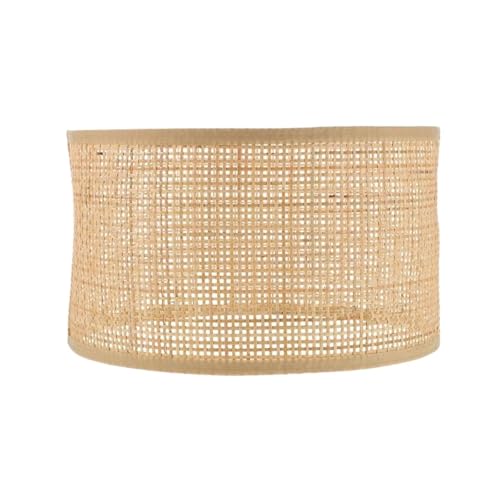 WENYOG Lampenschirm für tischlampe Lampenschirm aus Rattan-Weberei, Lampenabdeckung, rustikaler Stil, Tischlampenschirm, Heimdekoration, Lichtzubehör Für Wohnzimmer, Schlafzimmer(Checkered 22x14cm) von WENYOG