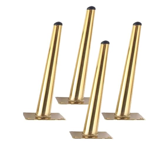 WENYOG Möbelfüße 4 Stück Sofabeine, runde Möbelbeine aus massivem Metall, Sofa-Ersatzbeine, Sofa, Couch, Bett, Couchtisch robust und stabil(4pcs-15cm-gold) von WENYOG