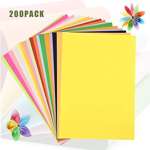 200 Blatt Buntpapier Farbigen, A4 Kopierpapier 80gsm, Tonpapier Pastell Bastelpapier Zuschnitt-Papier für Basteln, Farbiges Material, DIY-Bedarf, 20 Sortierte Farben von WEONE