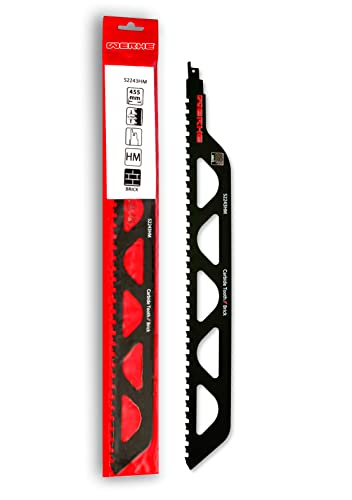 WERHE ® Profi - 1 x Stein Säbelsägeblatt - C 455 mm S2243HM Stärkste Fuchsschwanz Sägeblatter - Perfekt um Wand Einschneiden in Ziegelstein, Gasbeton, Holz - Kompatibel mit Dewalt, Bosch Sägen von WERHE