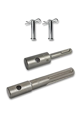 WERHE Profi Erdbohrer Adapter Set passend für SDS Plus Bohrhammer Pfahlbohrer und auch für SDS Max Akkubohrmaschine Mit 2tlg. Bolzen aus hochwertigem Federstahl von WERHE