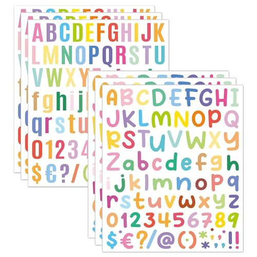 WERIGONI 6 Blatt kleine buchstaben sticker Aufkleber 2,54 cm Buntes Alphanumerisches Aufkleber-Set Selbstklebende ABC Aufkleber für Kartenherstellung, Buchstaben Aufkleber von WERIGONI