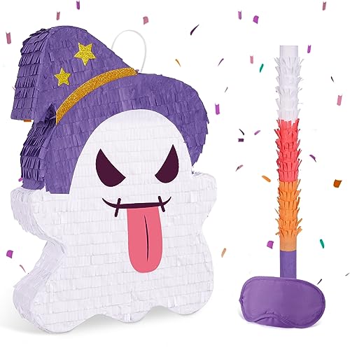 WERNNSAI Halloween Gespenst Pinata-Spooky Ghost Pinata mit Stock und Augenbinde für Kinder Jungen Halloween Party Hängende Dekorationen Mexikanisch Tag der Toten Geburtstag Party Spiele 30,7 x 41,6 CM von WERNNSAI