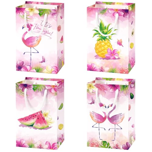 WERNNSAI rosa Flamingo Handtasche - 16 Stück Papiertüten für Mädchen Kinder Flamingo Partyzubehör Gunst Taschen Süßigkeit Behandeln Geschenk Taschen mit Griff von WERNNSAI