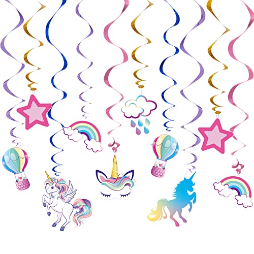 WERNNSAI Einhorn Hängende Wirbel - 21 Stück Einhorn Party Dekorationen Unicorn Spiral Girlande für Mädchen Zubehör für Geburtstagsfeiern Einhorn Themen Party Deko Hängender Streamer von WERNNSAI