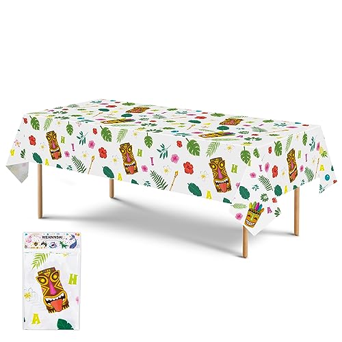 WERNNSAI Hawaiisch Luau Tischdecke - 274 x 137 cm Einweg Tischtuch aus Kunststoff, Aloha Party Zubehör für Kinder Sommer Geburtstag Partydekorationen von WERNNSAI