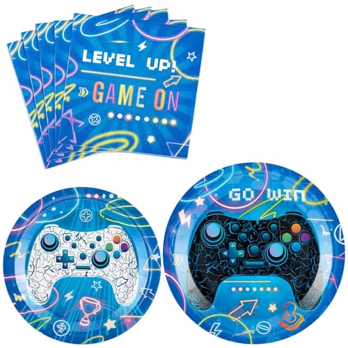 WERNNSAI Videogame party Plates Napkins - 48 pcs (Videospiel C) von WERNNSAI